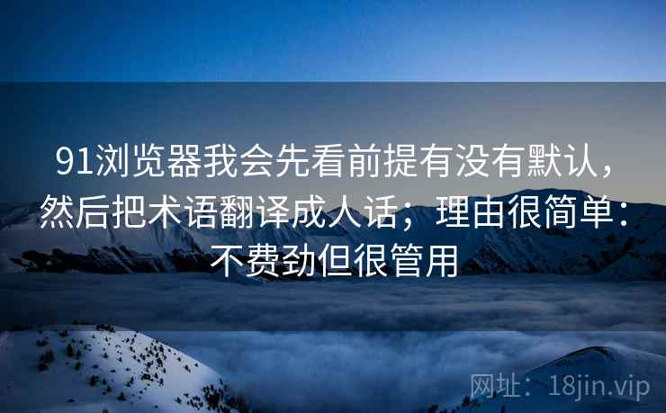 91浏览器我会先看前提有没有默认，然后把术语翻译成人话；理由很简单：不费劲但很管用  第1张